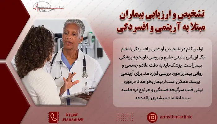 پزشک باید به دقت علائم جسمی و روانی افسردگی و تپش قلب را در بیمار مورد بررسی قرار دهد.