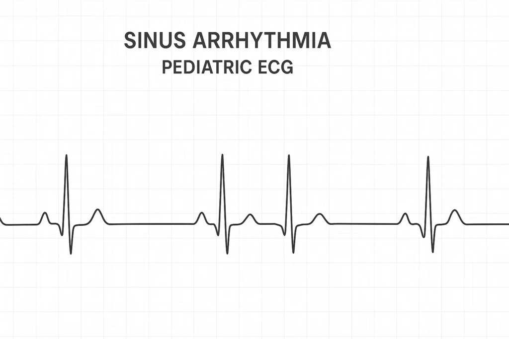 در نوار قلب آریتمی سینوسی، فاصله بین دو موج R کمی کوتاه و بلند می‌شود.